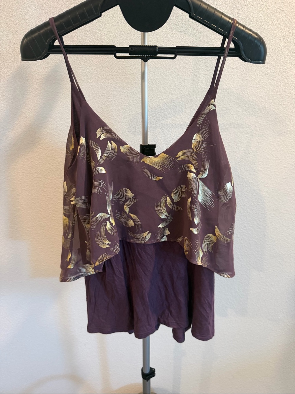 Sparkle & Fade Purple Camisole with Gold Brushstroke Print